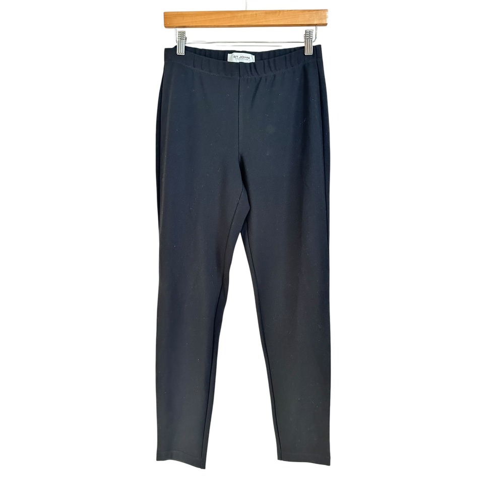 Quiet Luxury St. John Collection Black Ponte Knit Slim‎ Leg Leggings Small